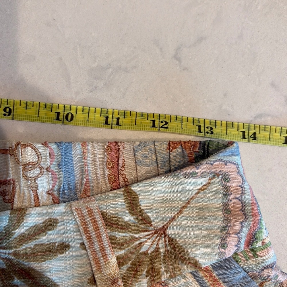 Tullea Los Angeles Wide Leg Pants Womens Large Multi Tropical Patchwork Coastal - Picture 6 of 8